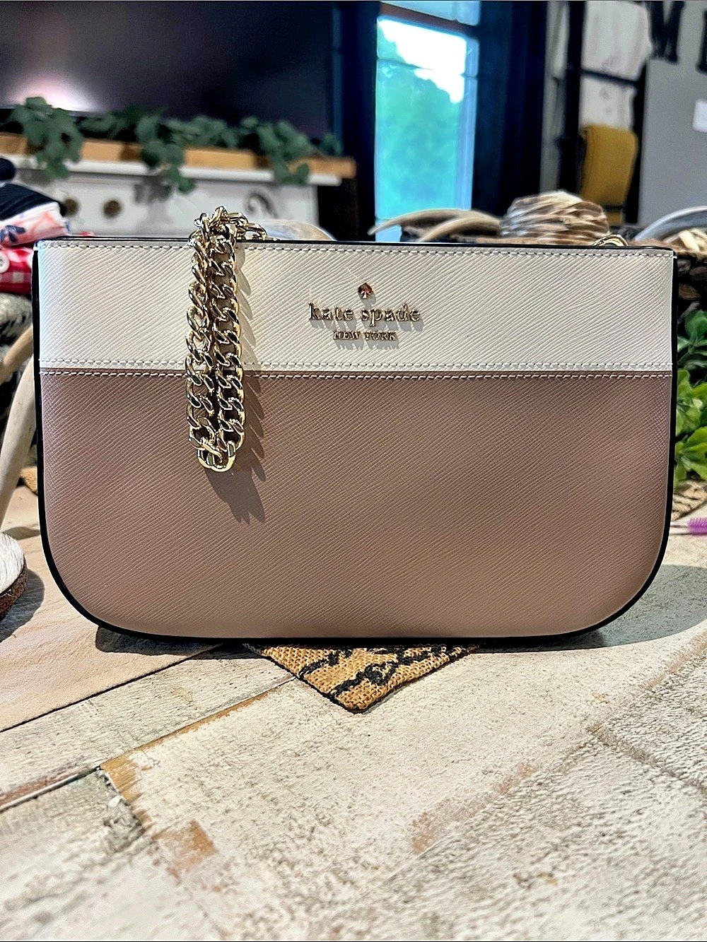 Kate Spade Two-Tone Crossbody in Brown & White
